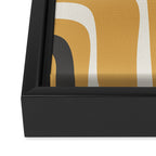 Palm Springs Mid Century Modern Abstract in Muted Mustard Gold, Charcoal Gray, and Cream Framed Canvas Print Gallery Image 3