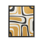 Palm Springs Mid Century Modern Abstract in Muted Mustard Gold, Charcoal Gray, and Cream Framed Canvas Print Gallery Image 8