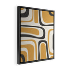 Palm Springs Mid Century Modern Abstract in Muted Mustard Gold, Charcoal Gray, and Cream Framed Canvas Print Gallery Image 2