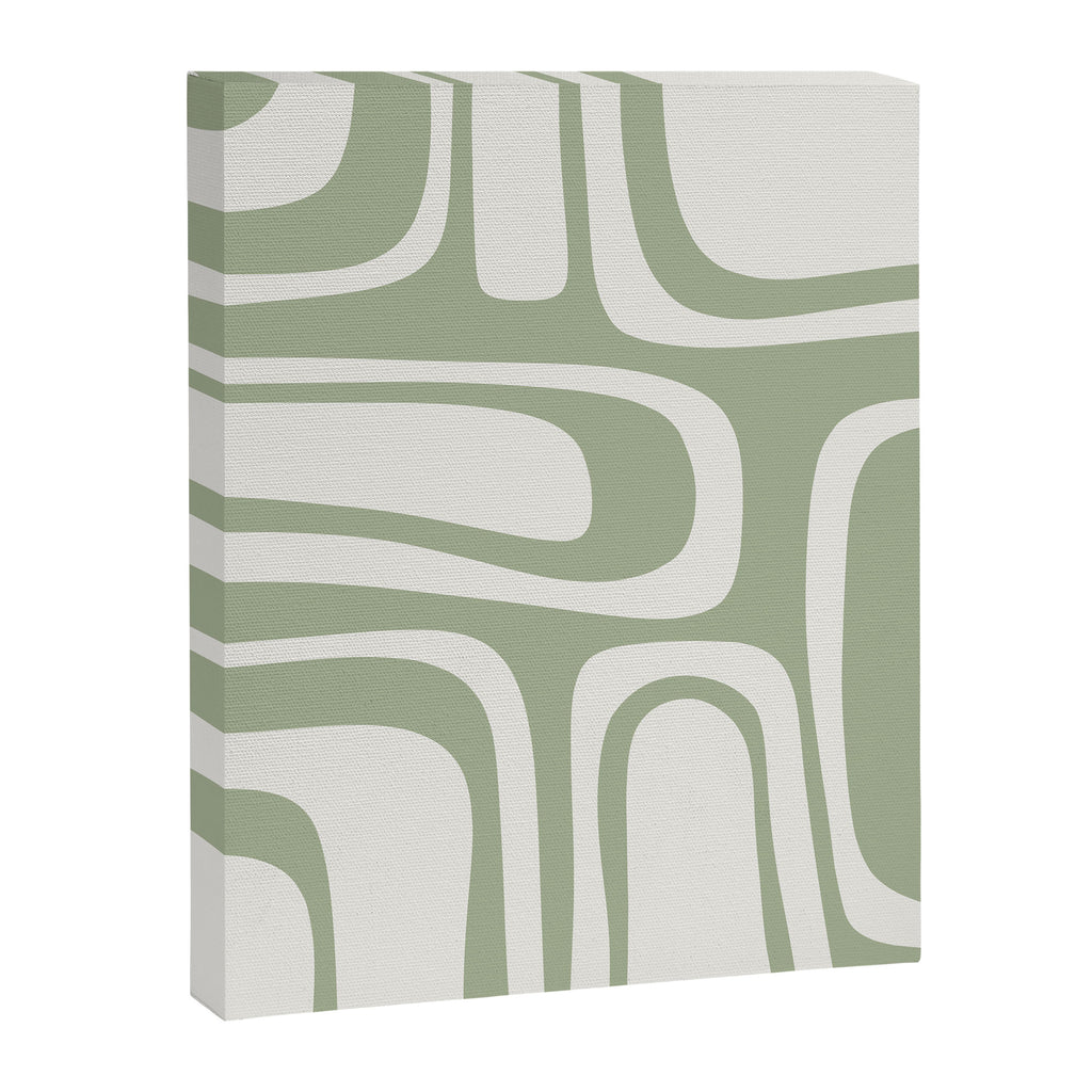 Palm Springs Mid Century Modern Abstract in Sage Green and Nearly White Canvas Print Gallery Image 8