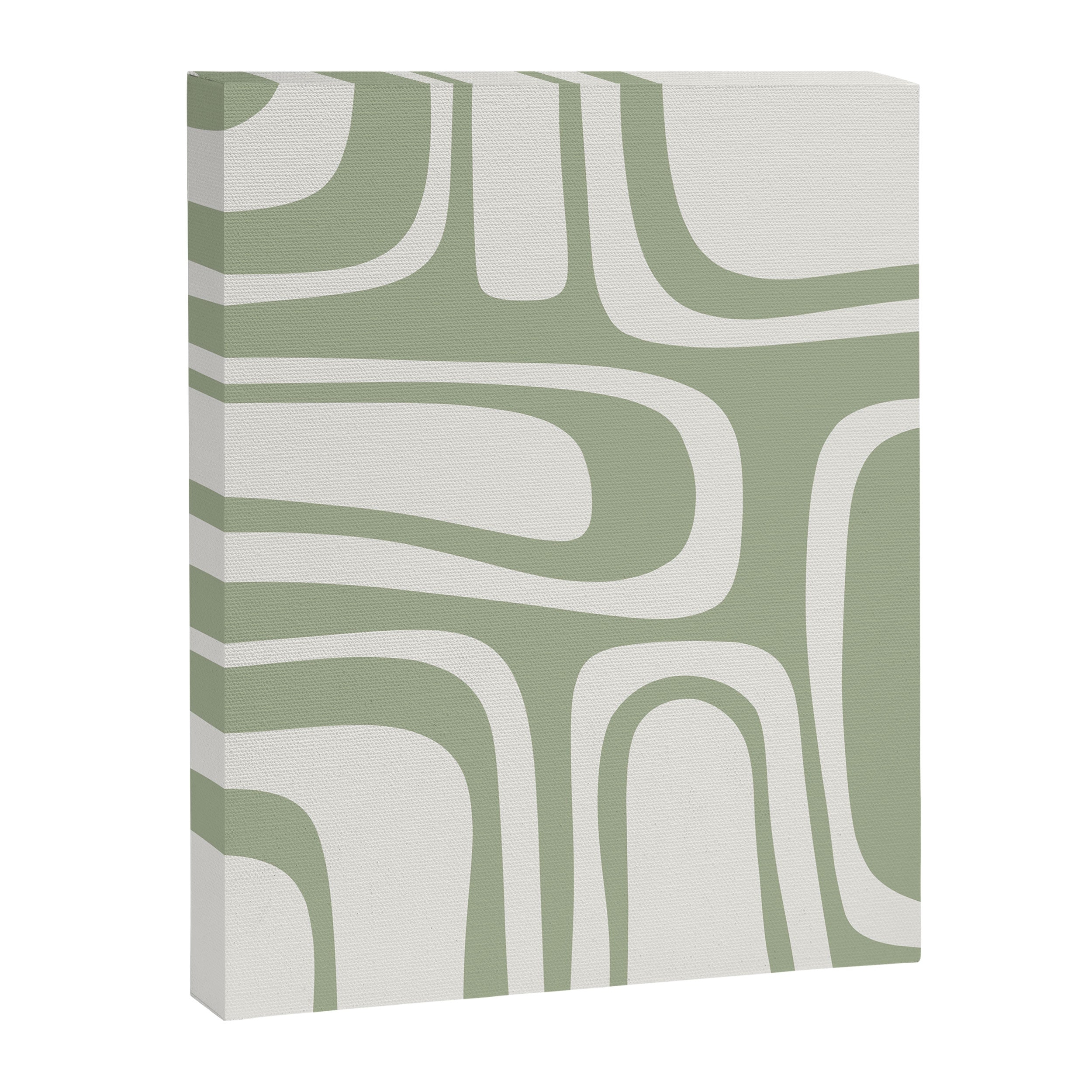 Palm Springs Mid Century Modern Abstract in Sage Green and Nearly White Canvas Print Gallery Image 8