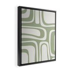 Palm Springs Mid Century Modern Abstract in Sage Green and Nearly White Framed Canvas Print Gallery Image 2
