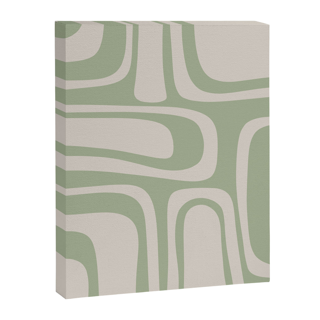 Palm Springs Mid Century Modern Abstract Pattern in Almond and Sage Green Canvas Print Gallery Image 8