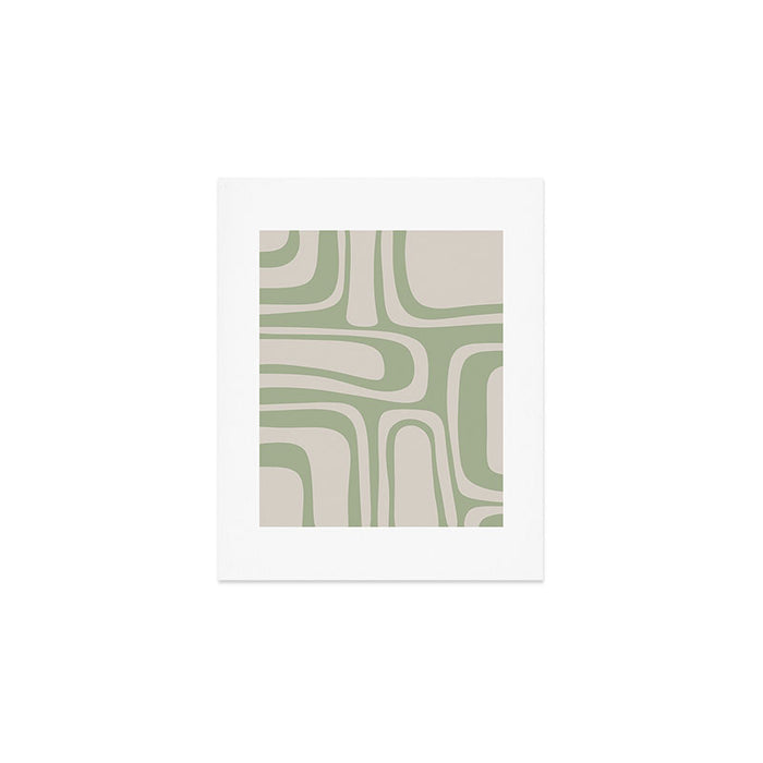 Palm Springs Mid Century Modern Abstract Pattern in Almond and Sage Green Art Print Gallery Image 1