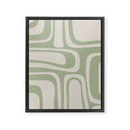 Palm Springs Mid Century Modern Abstract Pattern in Almond and Sage Green Framed Canvas Print Gallery Image 8