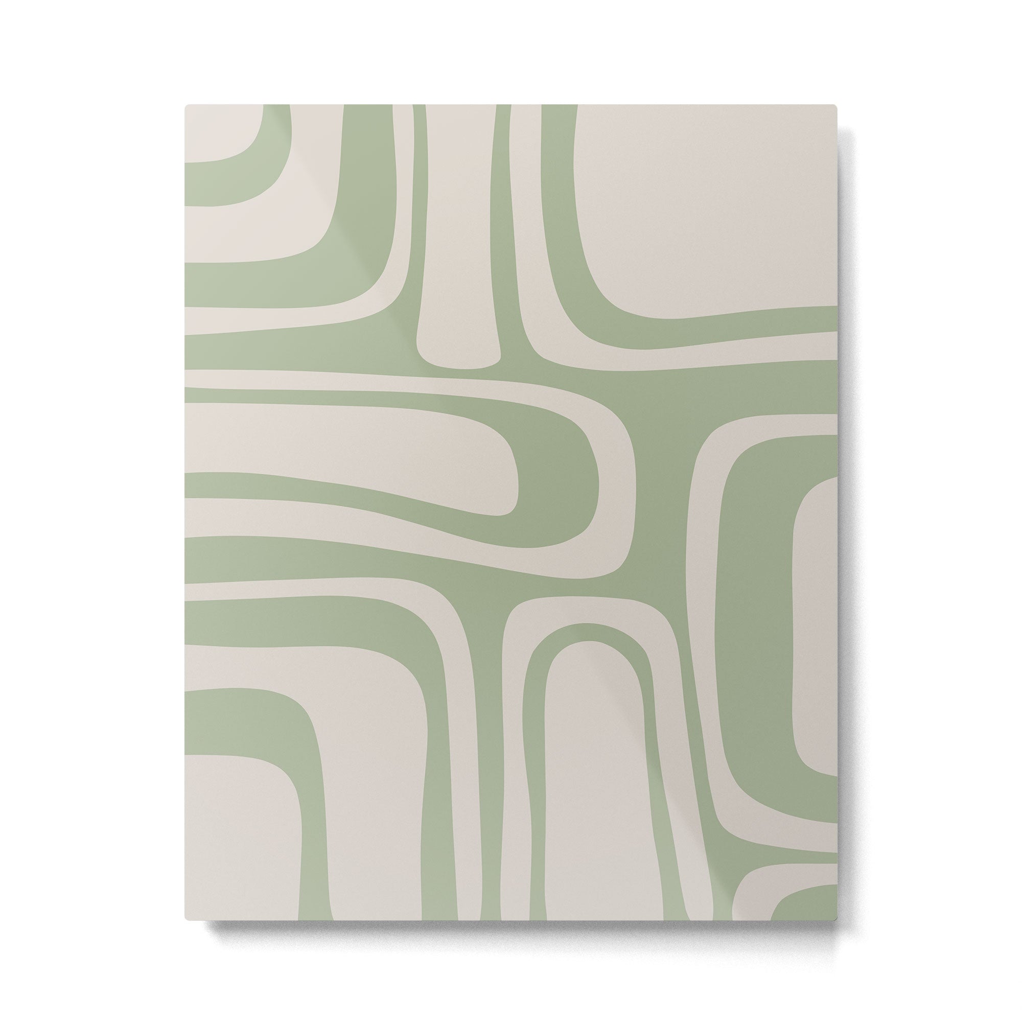Palm Springs Mid Century Modern Abstract Pattern in Almond and Sage Green Metal Print Gallery Image 6
