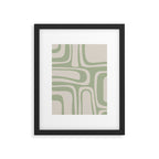 Palm Springs Mid Century Modern Abstract Pattern in Almond and Sage Green Framed Art Print Gallery Image 6