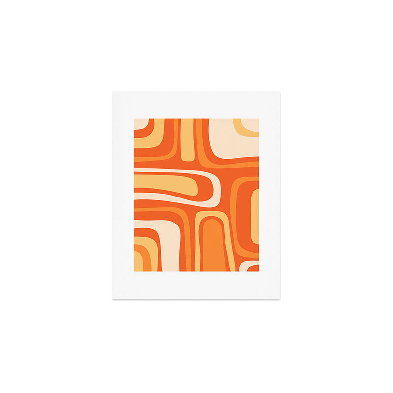 Palm Springs Mid Century Modern Abstract Pattern in Bright Orange Tangerine Tones Art Print Gallery Image 1