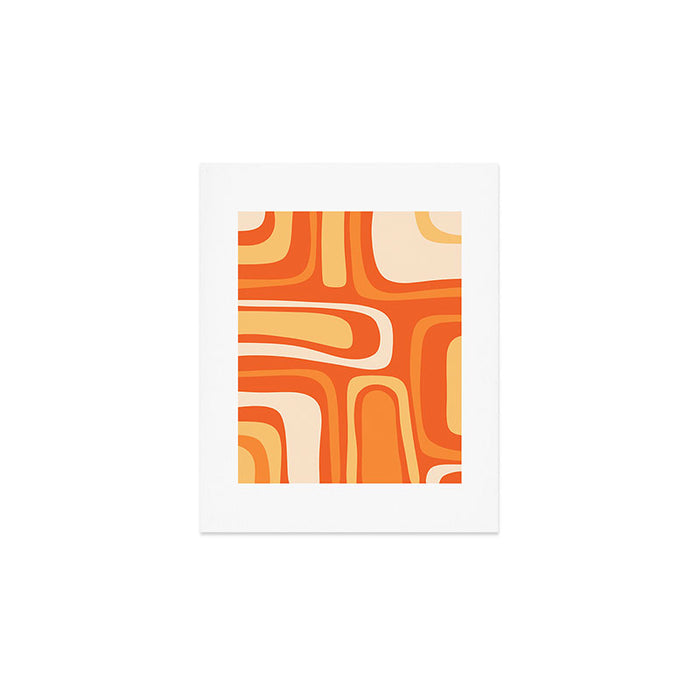 Palm Springs Mid Century Modern Abstract Pattern in Bright Orange Tangerine Tones Art Print Gallery Image 1