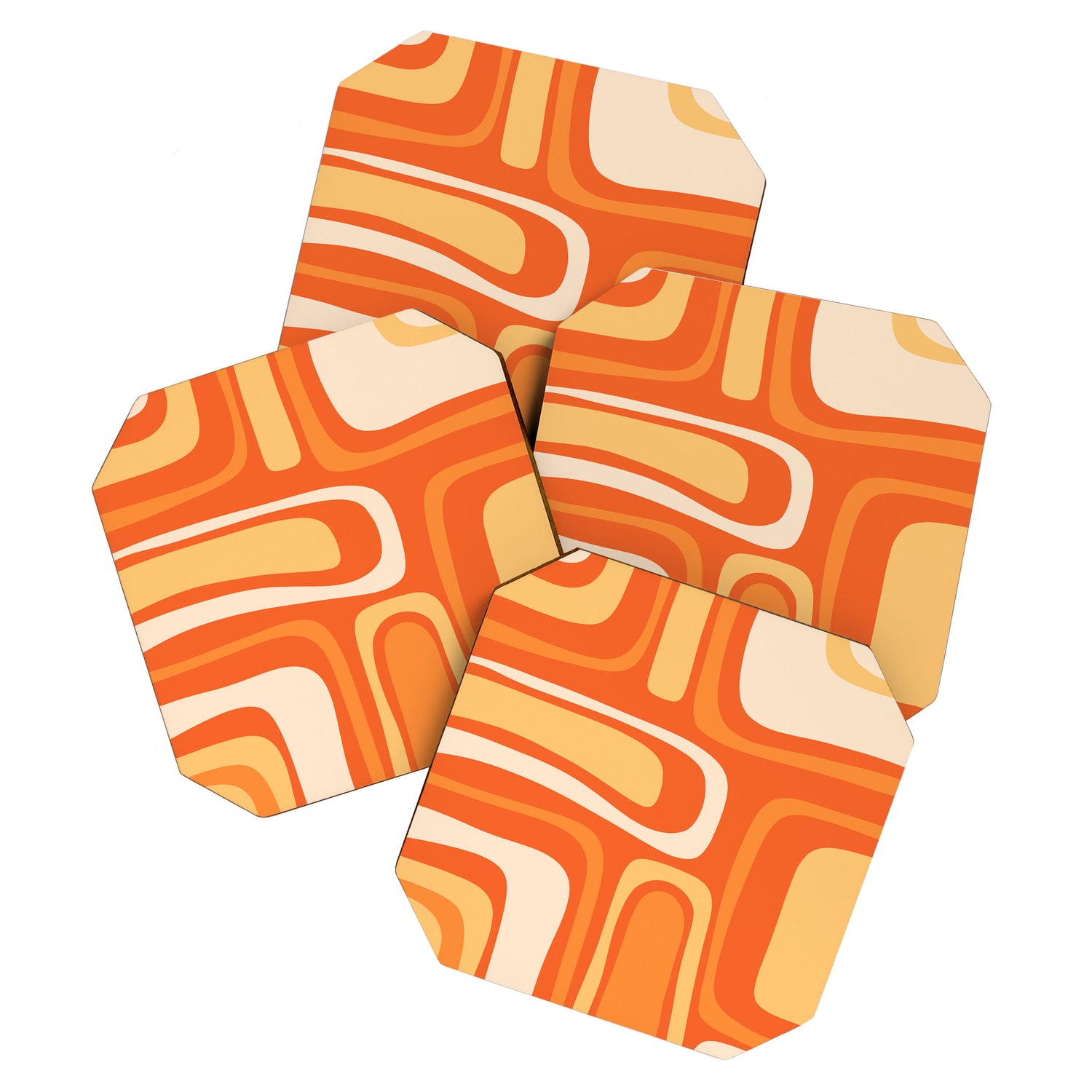 Palm Springs Mid Century Modern Abstract Pattern in Bright Orange Tangerine Tones Coaster Gallery Image 1