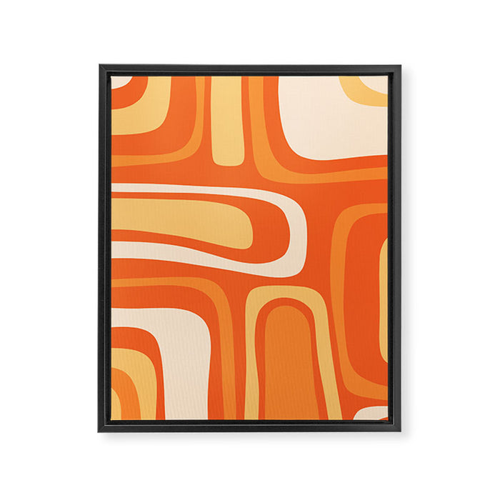 Palm Springs Mid Century Modern Abstract Pattern in Bright Orange Tangerine Tones Framed Canvas Print Gallery Image 1
