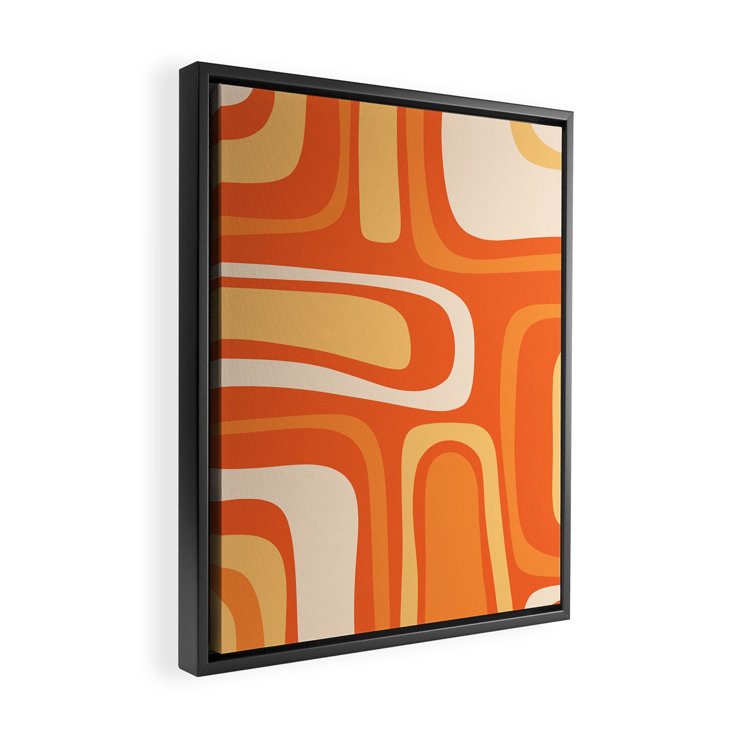 Palm Springs Mid Century Modern Abstract Pattern in Bright Orange Tangerine Tones Framed Canvas Print Gallery Image 2