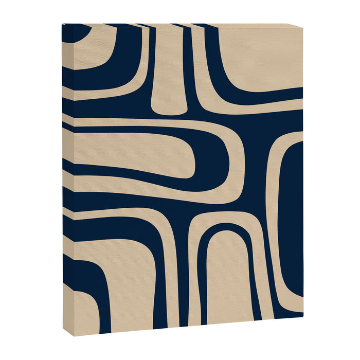 Palm Springs Mid Century Modern Abstract Pattern in Mid Mod Beige and Dark Blue Canvas Print Gallery Image 1