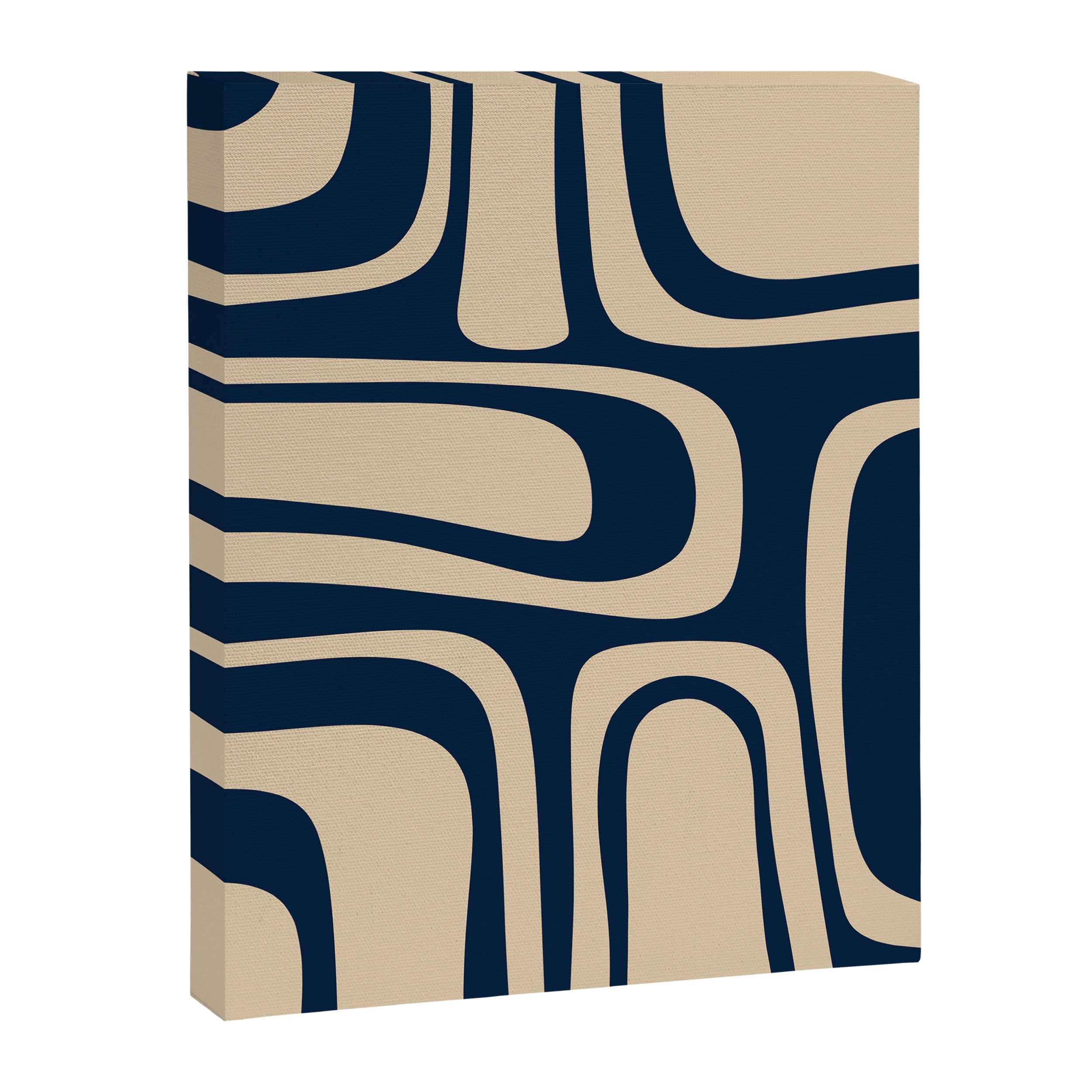 Palm Springs Mid Century Modern Abstract Pattern in Mid Mod Beige and Dark Blue Canvas Print Gallery Image 8