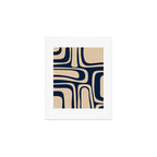 Palm Springs Mid Century Modern Abstract Pattern in Mid Mod Beige and Dark Blue Art Print Gallery Image 1