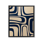 Palm Springs Mid Century Modern Abstract Pattern in Mid Mod Beige and Dark Blue Framed Canvas Print Gallery Image 8