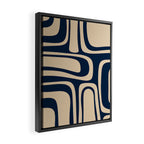 Palm Springs Mid Century Modern Abstract Pattern in Mid Mod Beige and Dark Blue Framed Canvas Print Gallery Image 2