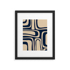 Palm Springs Mid Century Modern Abstract Pattern in Mid Mod Beige and Dark Blue Framed Art Print Gallery Image 6