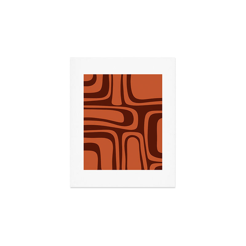 Palm Springs Mid Century Modern Abstract Pattern in Mid Mod Dark Orange Tones Art Print Gallery Image 1