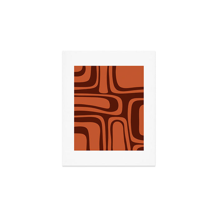 Palm Springs Mid Century Modern Abstract Pattern in Mid Mod Dark Orange Tones Art Print Gallery Image 1