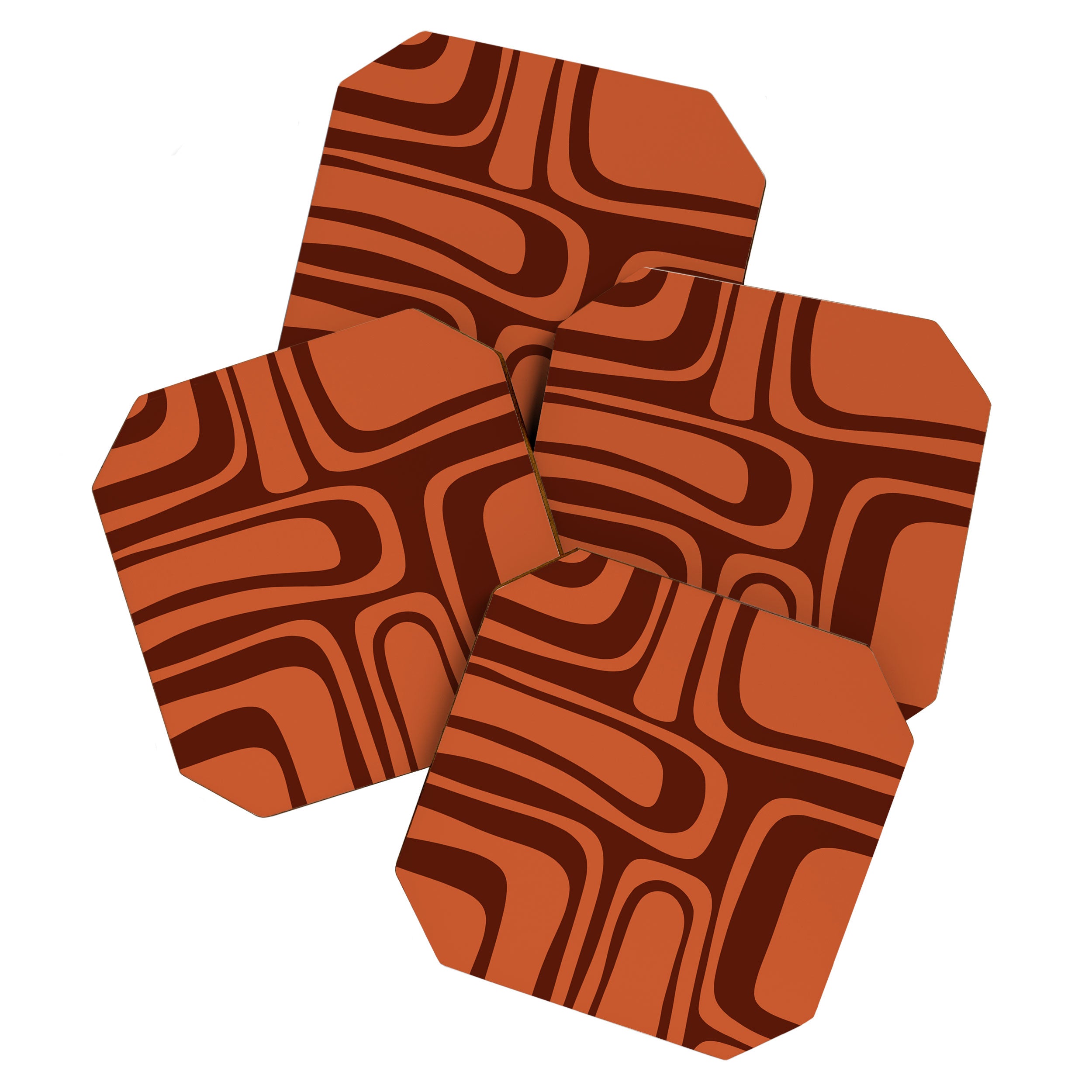 Palm Springs Mid Century Modern Abstract Pattern in Mid Mod Dark Orange Tones Coaster Gallery Image 1