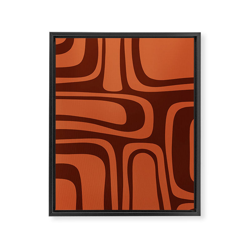Palm Springs Mid Century Modern Abstract Pattern in Mid Mod Dark Orange Tones Framed Canvas Print Gallery Image 8