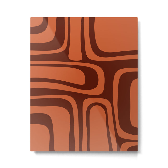 Palm Springs Mid Century Modern Abstract Pattern in Mid Mod Dark Orange Tones Metal Print Gallery Image 1