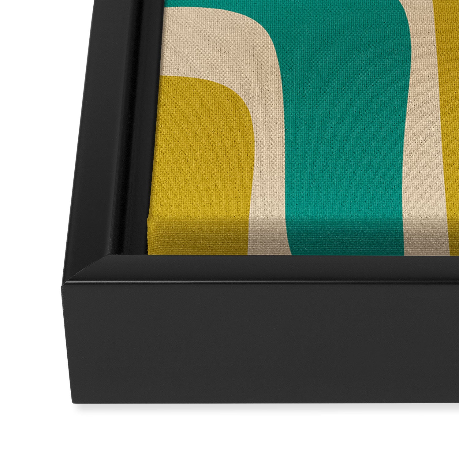 Palm Springs Mid Century Modern Abstract Pattern in Mid Mod Olive, Burnt Orange, Mustard, Teal, and Beige Framed Canvas Print Gallery Image 3