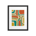 Palm Springs Mid Century Modern Abstract Pattern in Mid Mod Olive, Burnt Orange, Mustard, Teal, and Beige Framed Art Print Gallery Image 6