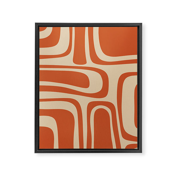 Palm Springs - Mid Century Modern Abstract Pattern in Mid Mod Orange and Beige Framed Canvas Print Gallery Image 1
