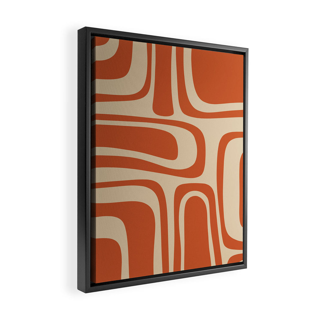 Palm Springs - Mid Century Modern Abstract Pattern in Mid Mod Orange and Beige Framed Canvas Print Gallery Image 2