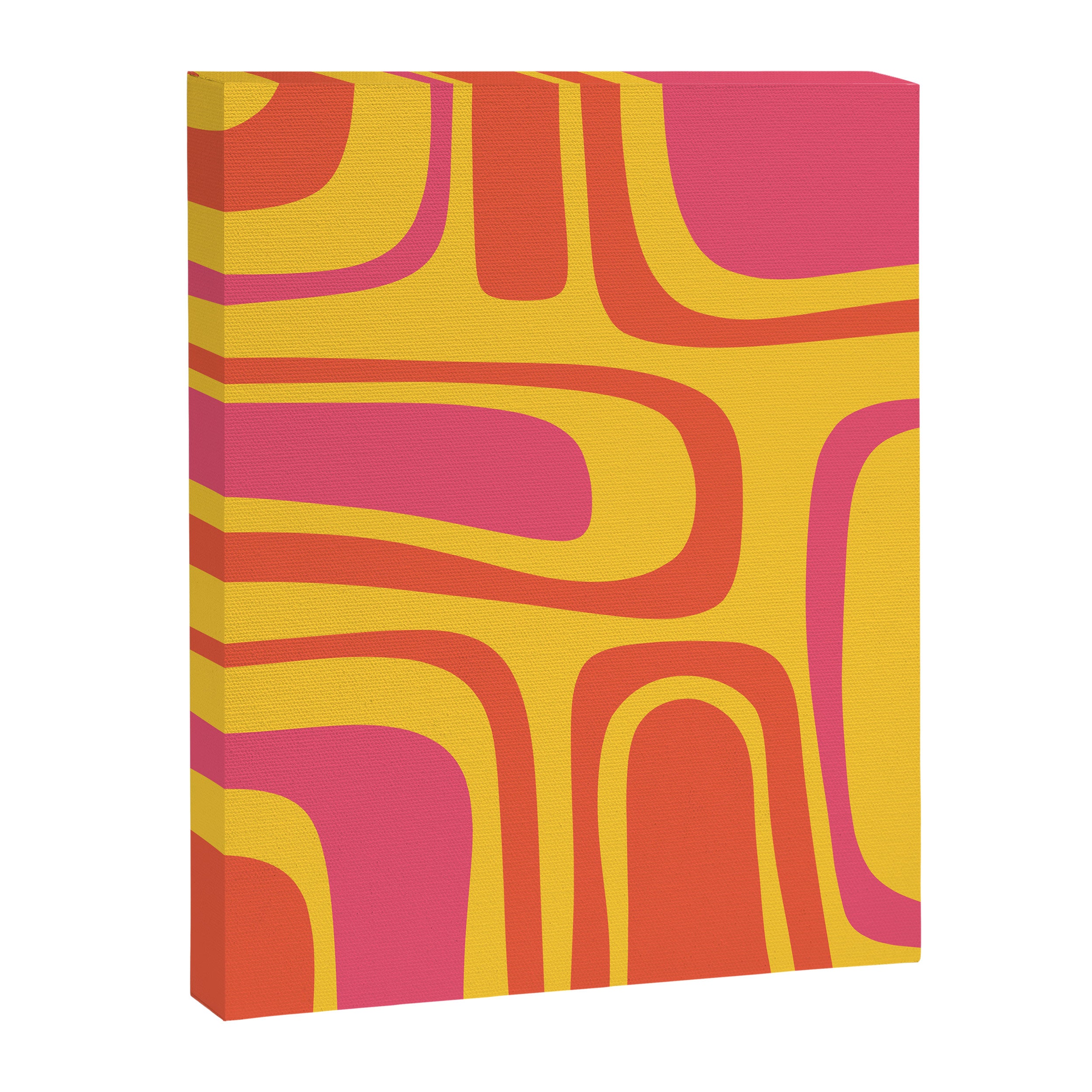 Palm Springs Mid Century Modern Abstract Pattern in Retro Bright Yellow, Hot Pink, and Orange-Red Canvas Print Gallery Image 8