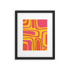 Palm Springs Mid Century Modern Abstract Pattern in Retro Bright Yellow, Hot Pink, and Orange-Red Framed Art Print Gallery Image 6