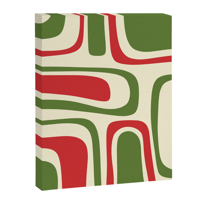 Palm Springs Mid Century Modern Abstract Pattern in Retro Christmas Green Red Cream Canvas Print Gallery Image 1