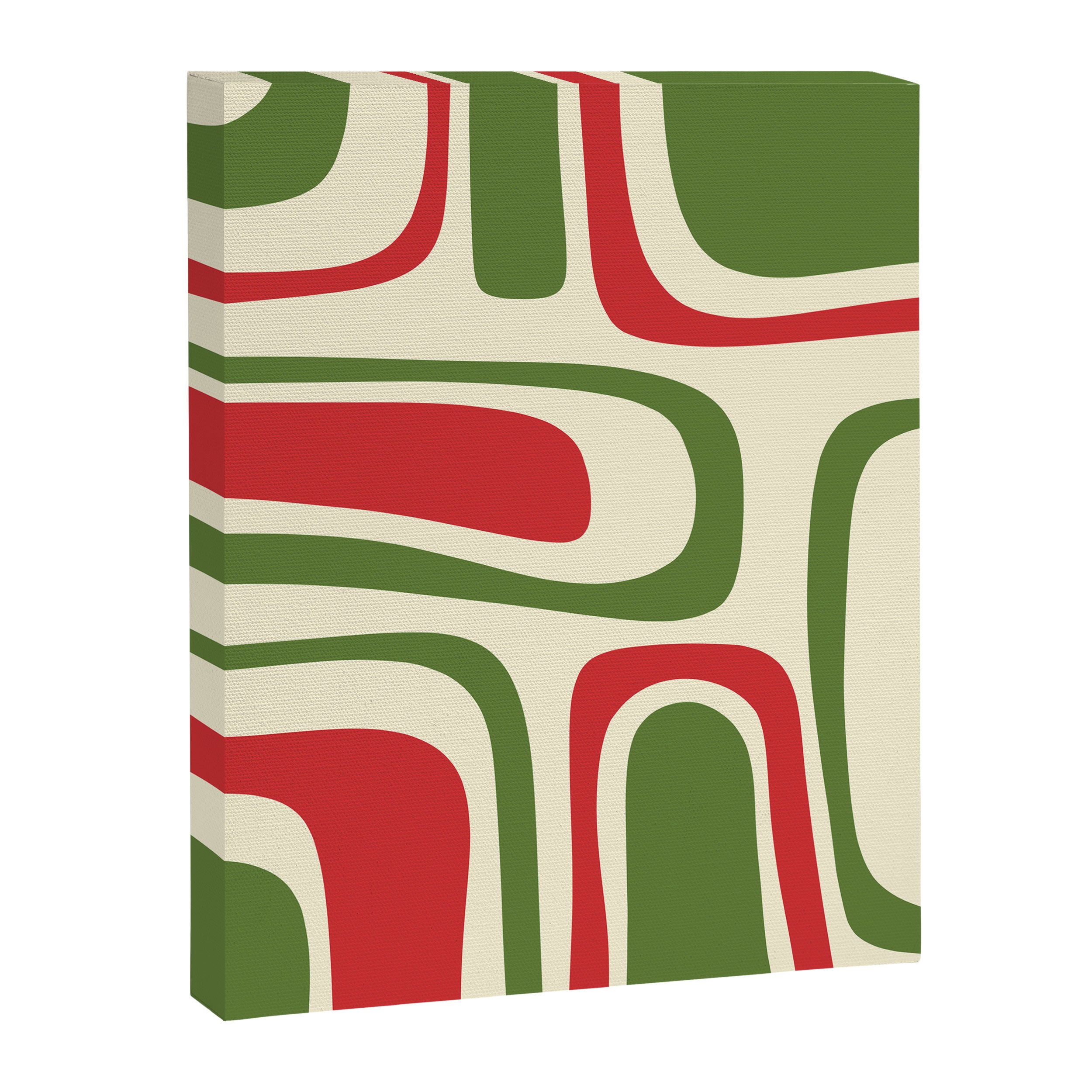 Palm Springs Mid Century Modern Abstract Pattern in Retro Christmas Green Red Cream Canvas Print Gallery Image 8