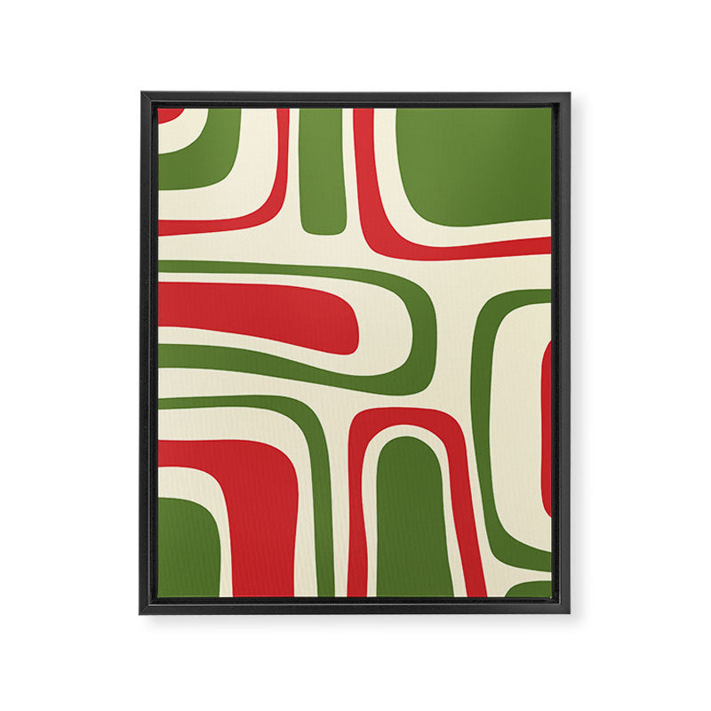 Palm Springs Mid Century Modern Abstract Pattern in Retro Christmas Green Red Cream Framed Canvas Print Gallery Image 8
