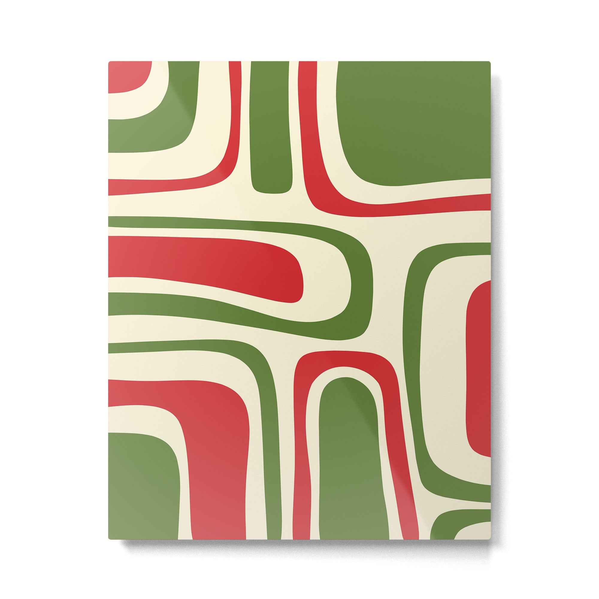 Palm Springs Mid Century Modern Abstract Pattern in Retro Christmas Green Red Cream Metal Print Gallery Image 6
