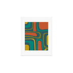 Palm Springs Mid Century Modern Abstract Pattern in Teal and Mid Mod Orange, Olive, Mustard Art Print Gallery Image 1