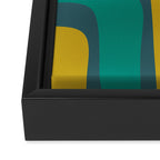Palm Springs Mid Century Modern Abstract Pattern in Teal and Mid Mod Orange, Olive, Mustard Framed Canvas Print Gallery Image 3