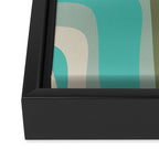 Palm Springs Mid Century Modern Abstract Pattern in Vintage Turquoise and Olive Framed Canvas Print Gallery Image 3