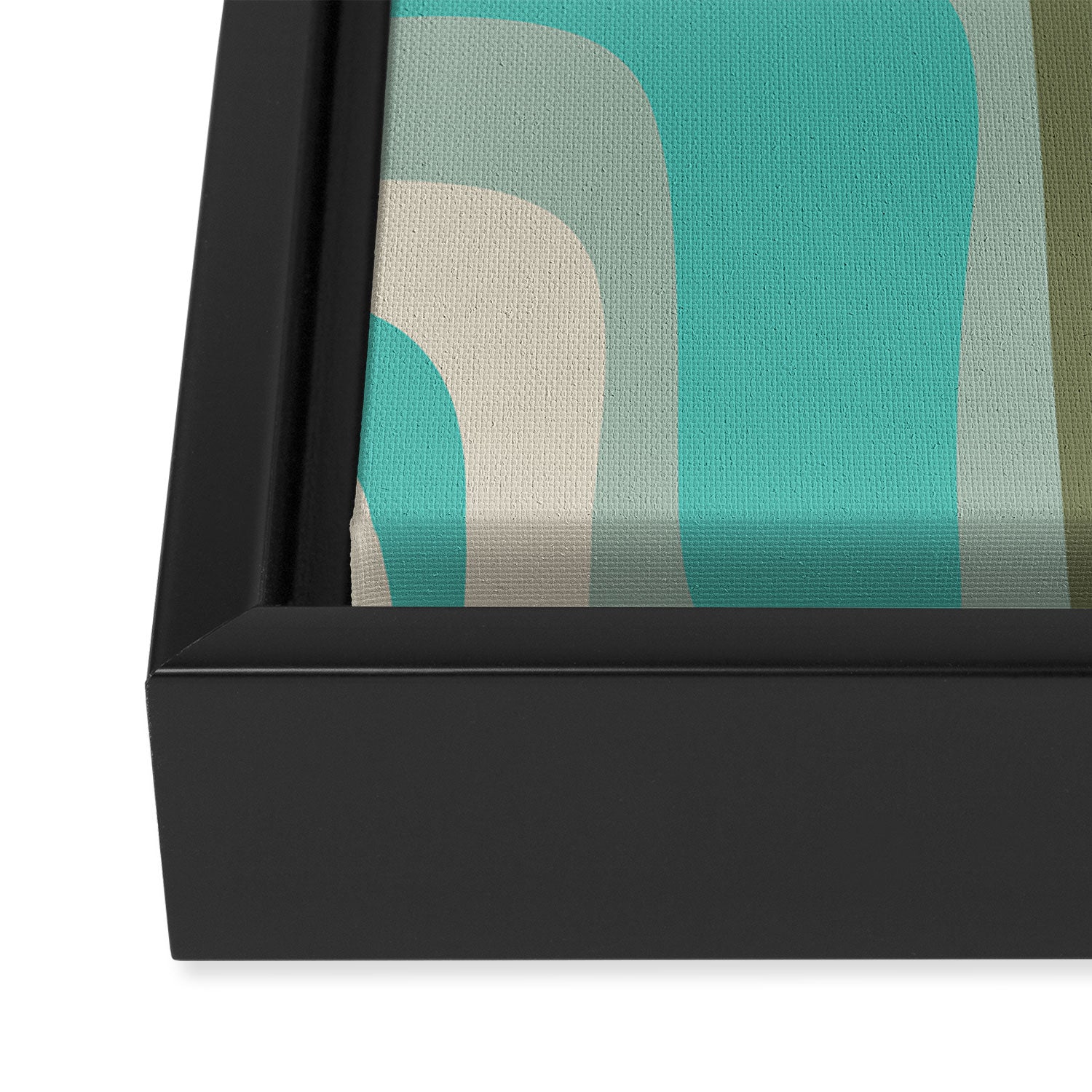 Palm Springs Mid Century Modern Abstract Pattern in Vintage Turquoise and Olive Framed Canvas Print Gallery Image 3
