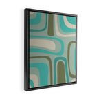 Palm Springs Mid Century Modern Abstract Pattern in Vintage Turquoise and Olive Framed Canvas Print Gallery Image 2