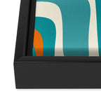 Palm Springs Mid Century Modern Abstract Pattern Orange Mustard Teal Cream Framed Canvas Print Gallery Image 3