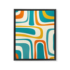 Palm Springs Mid Century Modern Abstract Pattern Orange Mustard Teal Cream Framed Canvas Print Gallery Image 8
