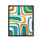 Palm Springs Mid Century Modern Abstract Pattern Orange Mustard Turquoise White Framed Canvas Print Gallery Image 8