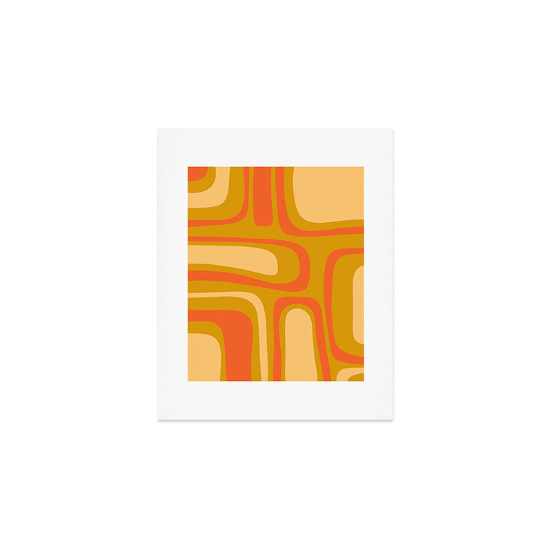 Palm Springs Mid Mod Abstract Tangerine Orange and Mustard Ochre Art Print Gallery Image 1