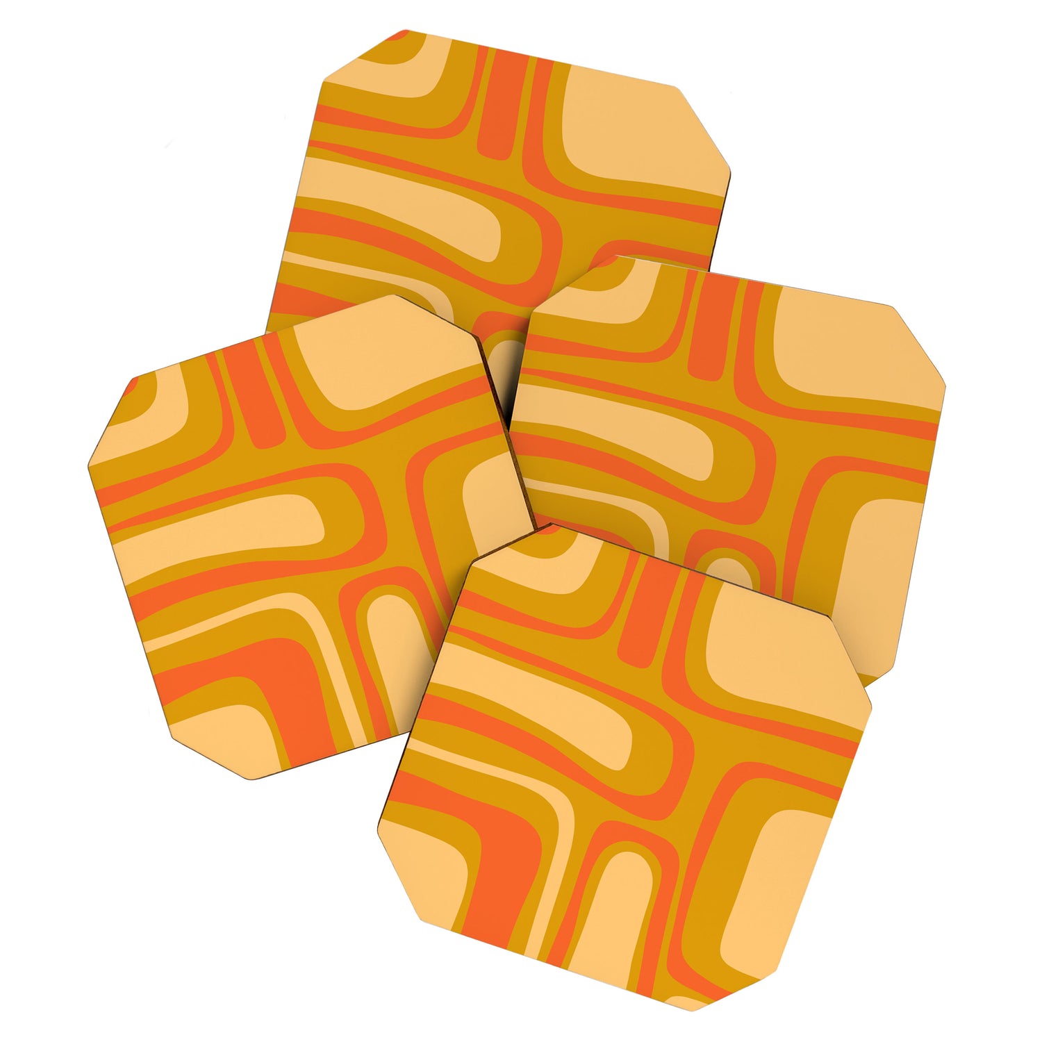 Palm Springs Mid Mod Abstract Tangerine Orange and Mustard Ochre Coaster Gallery Image 1