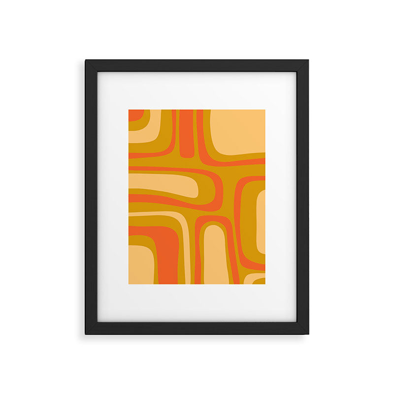 Palm Springs Mid Mod Abstract Tangerine Orange and Mustard Ochre Framed Art Print Gallery Image 6
