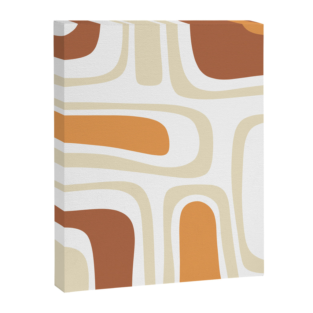 Palm Springs Mid-Century Minimalist Abstract Brown Ochre Beige White Canvas Print Gallery Image 8