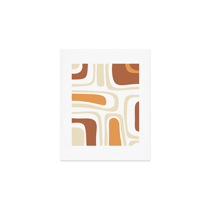 Palm Springs Mid-Century Minimalist Abstract Brown Ochre Beige White Art Print Gallery Image 1